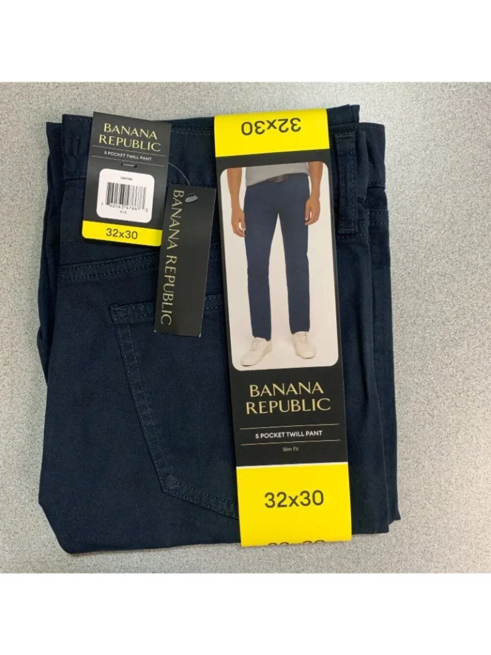 NWT Banana Republic Men's 32x35 Blue 5 Pocket Twill Pants Slim Fit Navy Casual